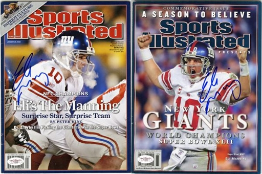 Pair of Eli Manning Signed Sports Illustrated Magazines